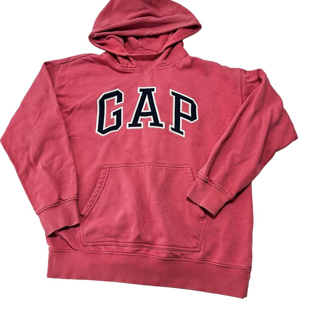 Y2K 2000s Gap Junior Hoodie Size 14 Pink Pullover Teenager DYE TRANSFER